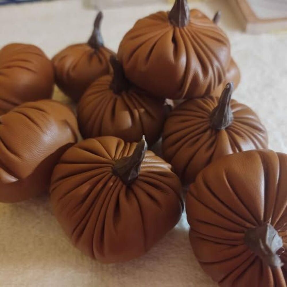 9 Mini Leather Pumpkins